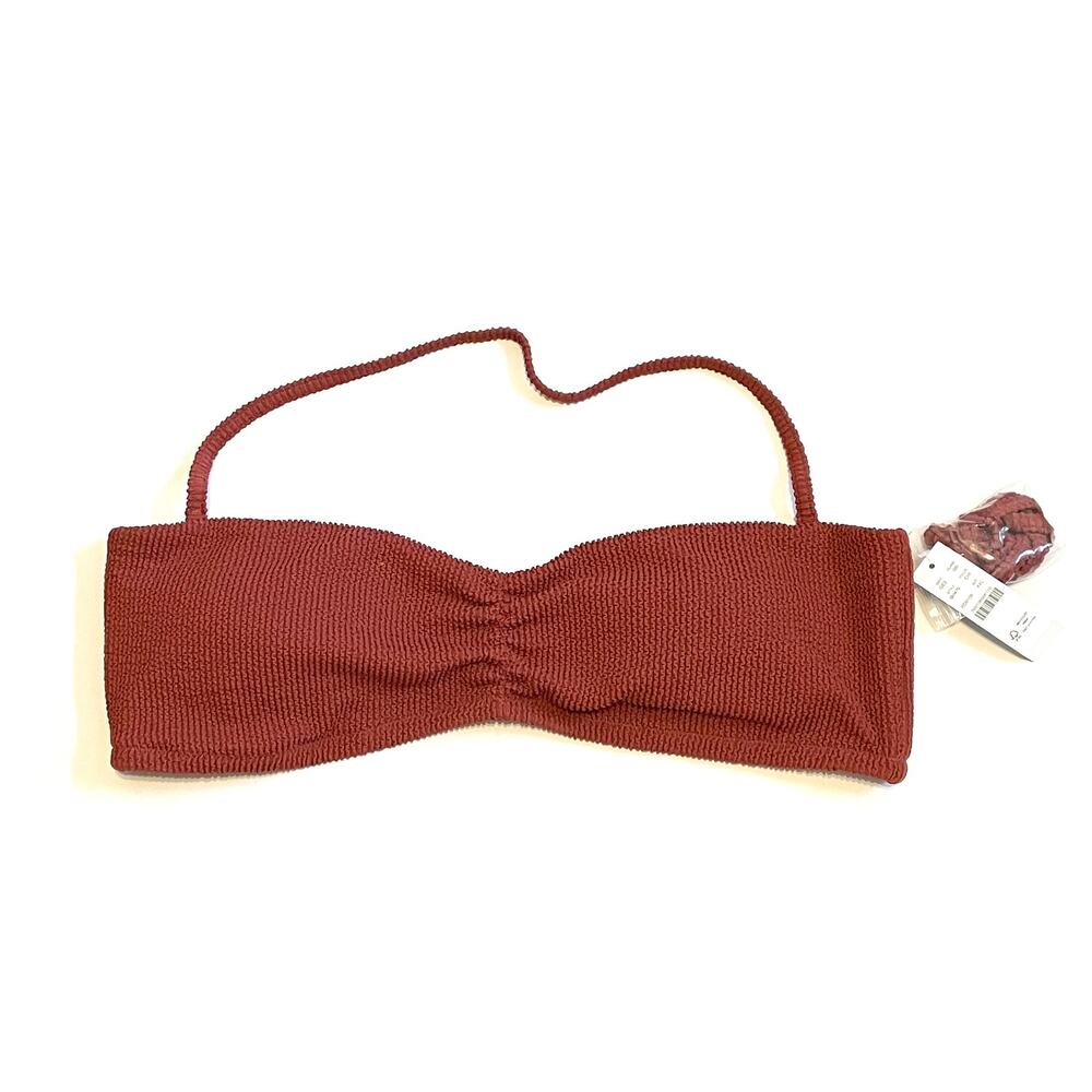 J. Crew Textured Removable Strap Bikini Top Tan Rust Brown Size XXL